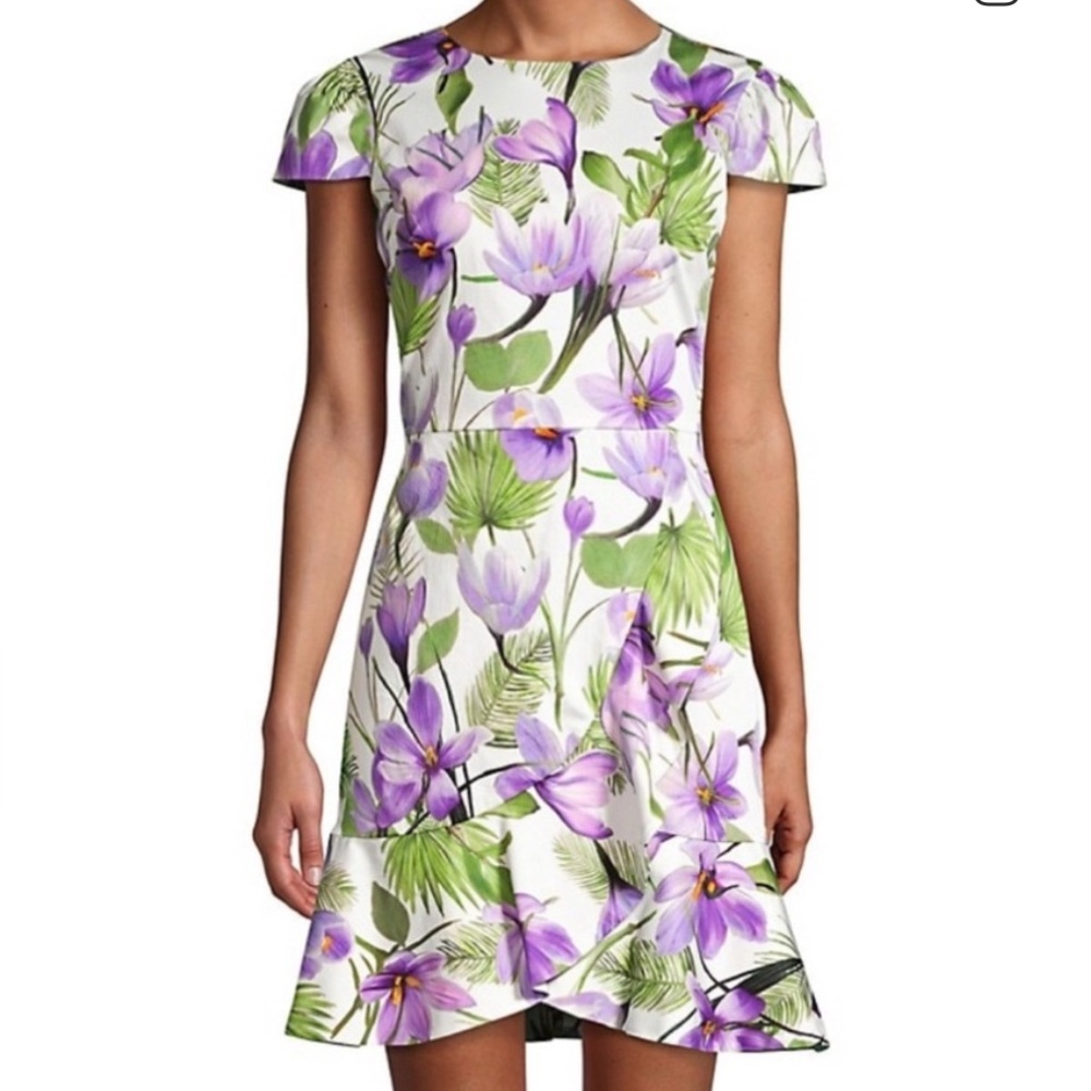 Alice and Olivia Kirby cap sleeve floral dress